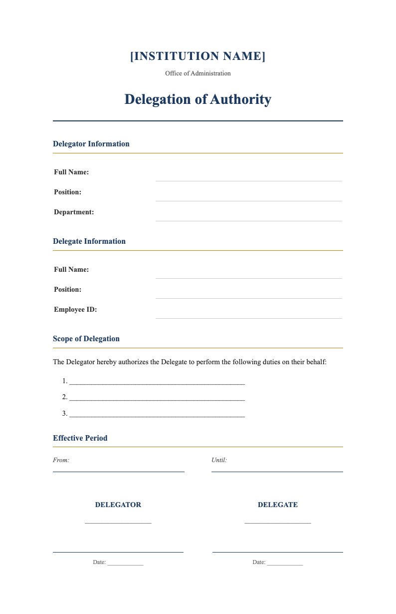 Traditional academic delegation of authority